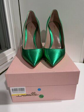 Deimille Metallic Leather Green Stiletto Pumps Vero Cuoio 37